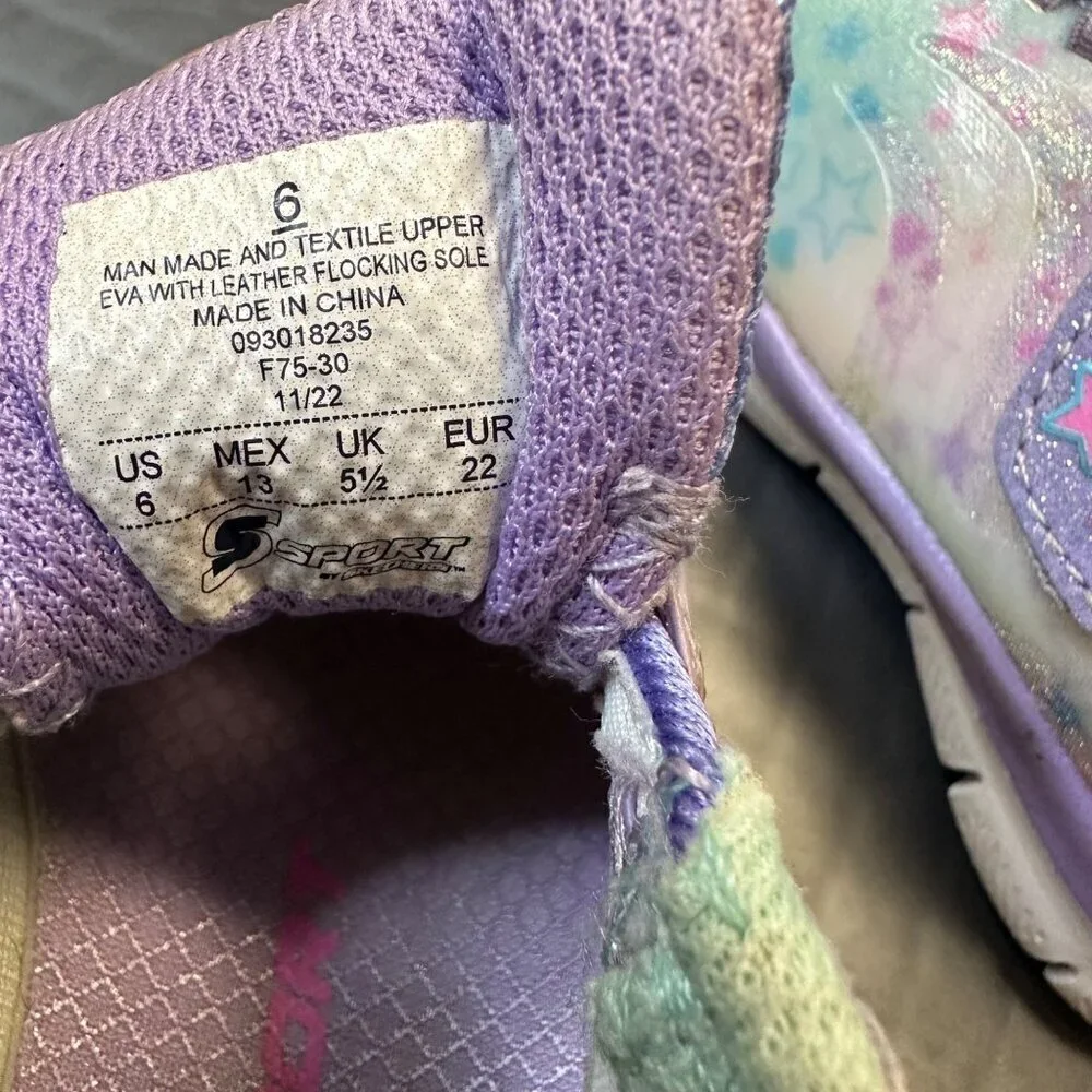 SKECHERS SPORT GIRLS PINK AND PURPLE SNEAKERS SHOES SIZE 6